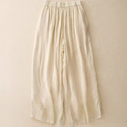 Buddha Stones Side Embroidery Design Cotton Women's 7-8 Length Wide Leg Pants With Pockets - image 8