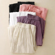 Buddha Stones Side Embroidery Design Cotton Women's 7-8 Length Wide Leg Pants With Pockets - image 19