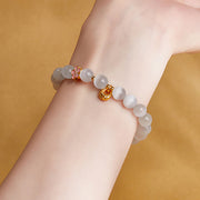 Buddha Stones 925 Sterling Silver Peach Blossom Lucky Bag White Cat's Eye Luck Bracelet - image 11