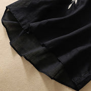Buddha Stones Embroidery Leaves Women's Cotton Linen Half Sleeve T-shirt - image 29