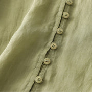 Buddha Stones Embroidery Button-down Women's Cotton Linen Shirt - image 5