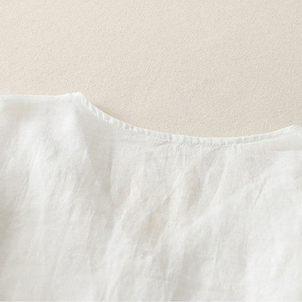 Buddha Stones Embroidery Button-down Women's Cotton Linen Shirt - image 15