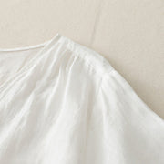 Buddha Stones Embroidery Button-down Women's Cotton Linen Shirt - image 16