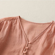 Buddha Stones Embroidery Button-down Women's Cotton Linen Shirt - image 27