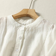 Buddha Stones Plain Single Breasted Women's Cotton Linen Shirt - image 11