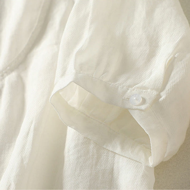 Buddha Stones Plain Single Breasted Women's Cotton Linen Shirt - image 6