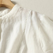 Buddha Stones Plain Single Breasted Women's Cotton Linen Shirt - image 10