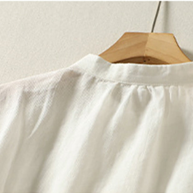 Buddha Stones Plain Single Breasted Women's Cotton Linen Shirt - image 8