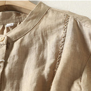 Buddha Stones Plain Single Breasted Women's Cotton Linen Shirt - image 28