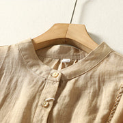 Buddha Stones Plain Single Breasted Women's Cotton Linen Shirt - image 29