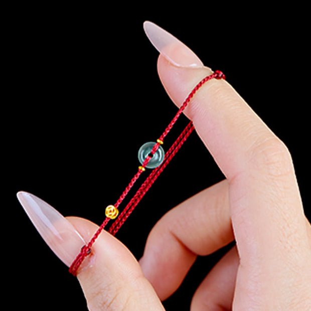 Buddha Stones Peace Buckle Copper Coins Jade Red String Connection Bracelet Anklet - image 13