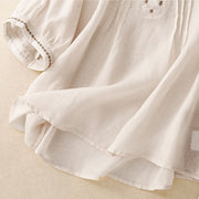 Buddha Stones Embroidery Crew Neck Pleats Women's Cotton Linen Half Sleeve T-shirt - image 11