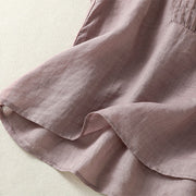 Buddha Stones Casual Sleeveless Pleated Design Women's Cotton Linen Half Sleeve Shirt - image 6