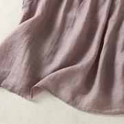 Buddha Stones Casual Sleeveless Pleated Design Women's Cotton Linen Half Sleeve Shirt - image 5