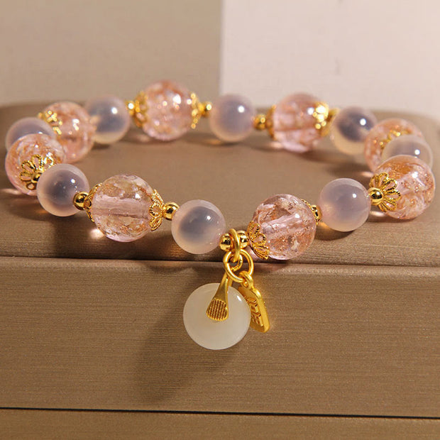 FREE Today: Healing Strength Fu Character Peace Buckle Liuli Candy Agate Bracelet