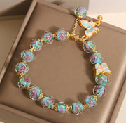 Gratuit aujourd'hui: Love Freedom Butterfly Charm Rose Flower Liuli Bracelet