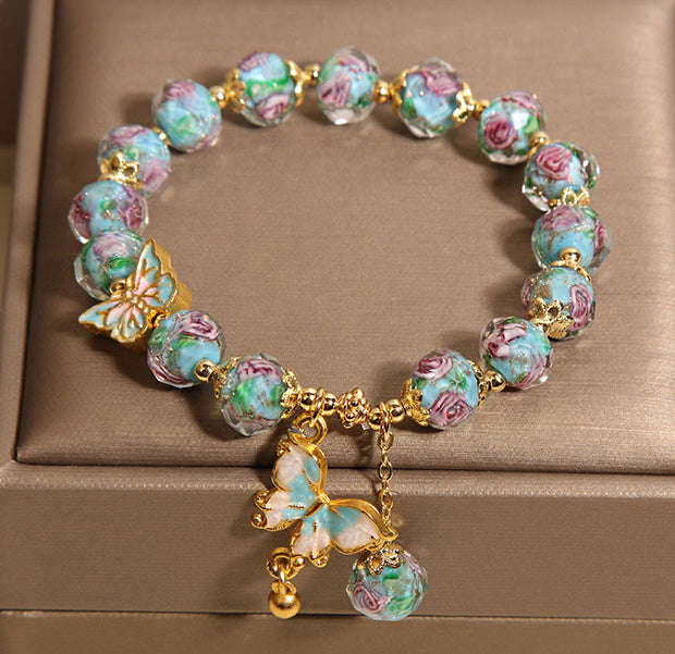 Gratuit aujourd'hui: Love Freedom Butterfly Charm Rose Flower Liuli Bracelet