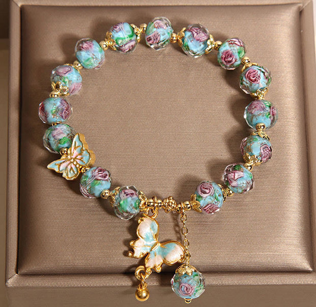 Gratuit aujourd'hui: Love Freedom Butterfly Charm Rose Flower Liuli Bracelet