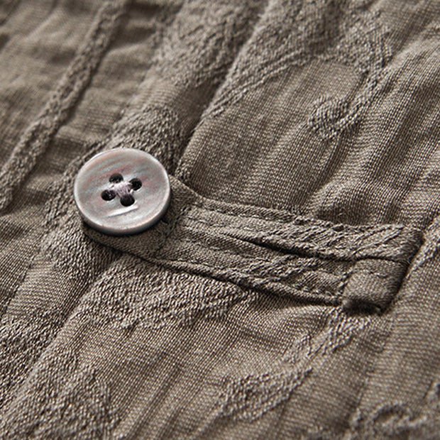 Buddha Stones Commute Plain Buttons Men's Short Sleeve Shirt With Pockets - image 19