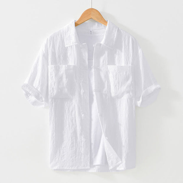 Buddha Stones Commute Plain Buttons Men's Short Sleeve Shirt With Pockets - White - US/UK/AU42，EU52 (3XL) - image 11