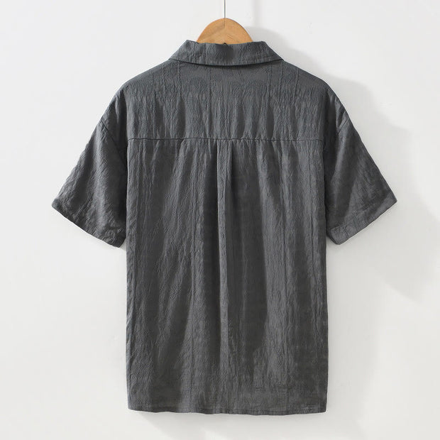 Buddha Stones Commute Plain Buttons Men's Short Sleeve Shirt With Pockets - image 3