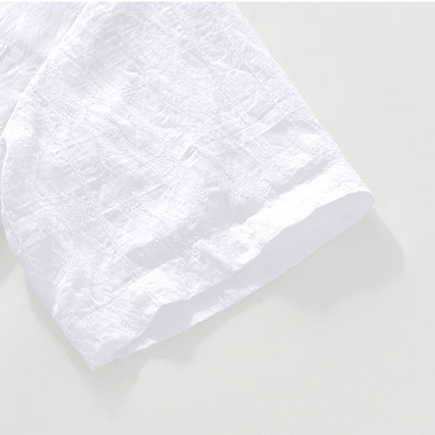 Buddha Stones Commute Plain Buttons Men's Short Sleeve Shirt With Pockets - image 15