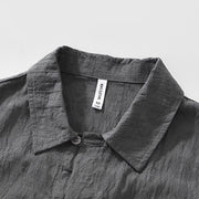 Buddha Stones Commute Plain Buttons Men's Short Sleeve Shirt With Pockets - image 4