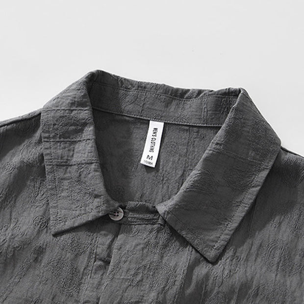 Buddha Stones Commute Plain Buttons Men's Short Sleeve Shirt With Pockets - image 4