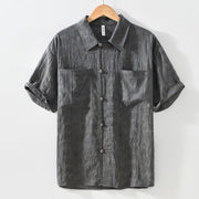 Buddha Stones Commute Plain Buttons Men's Short Sleeve Shirt With Pockets - image 2