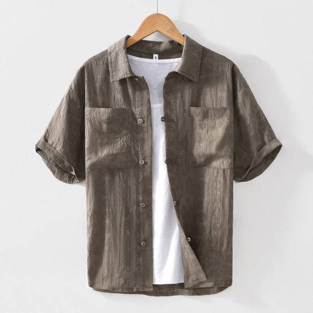 Buddha Stones Commute Plain Buttons Men's Short Sleeve Shirt With Pockets - Olive - US/UK/AU42，EU52 (3XL) - image 17