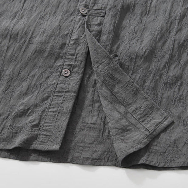 Buddha Stones Commute Plain Buttons Men's Short Sleeve Shirt With Pockets - image 10