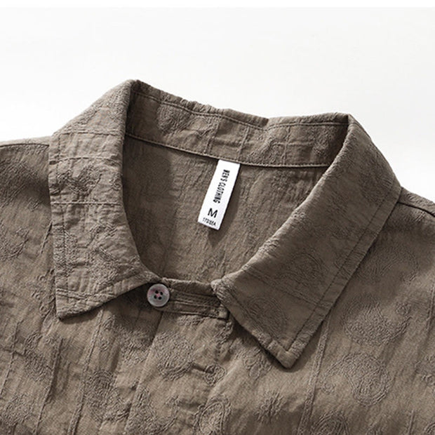 Buddha Stones Commute Plain Buttons Men's Short Sleeve Shirt With Pockets - image 18