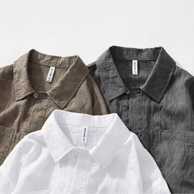 Buddha Stones Commute Plain Buttons Men's Short Sleeve Shirt With Pockets - image 24