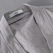 Buddha Stones Casual Pure Color Stand Collar Men's Long Sleeve Cotton Linen Shirt With Pockets - image 12