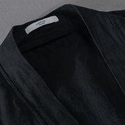 Buddha Stones Casual Pure Color Stand Collar Men's Long Sleeve Cotton Linen Shirt With Pockets - image 22
