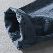 Buddha Stones Casual Pure Color Stand Collar Men's Long Sleeve Cotton Linen Shirt With Pockets - image 6