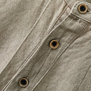 Buddha Stones Plain Pleats Half Buttons Design Stand Collar Men's Long Sleeve Cotton Linen Shirt - image 3