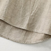 Buddha Stones Plain Pleats Half Buttons Design Stand Collar Men's Long Sleeve Cotton Linen Shirt - image 5