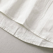 Buddha Stones Plain Pleats Half Buttons Design Stand Collar Men's Long Sleeve Cotton Linen Shirt - image 9