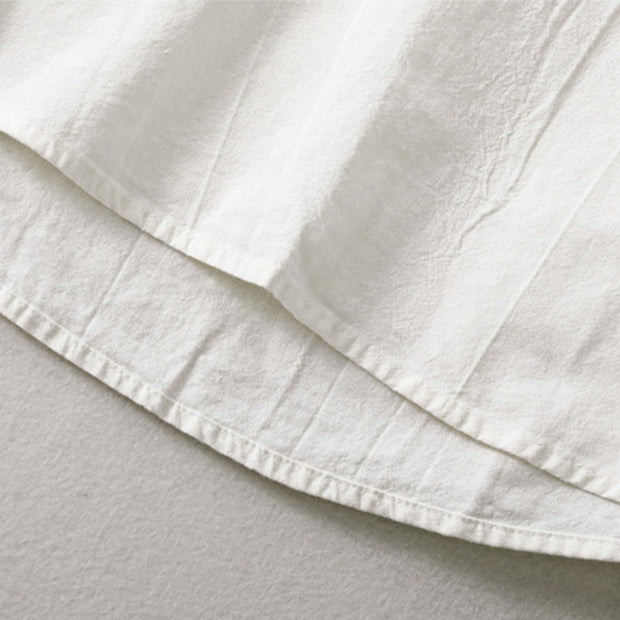 Buddha Stones Plain Pleats Half Buttons Design Stand Collar Men's Long Sleeve Cotton Linen Shirt - image 9