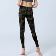 Buddha Stones Golden Clouds Print Gym Leggings Women's Yoga Pants - image 7