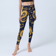 Buddha Stones Golden Dragons Vine Print Gym Leggings Women's Yoga Pants - image 6