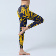 Buddha Stones Golden Dragons Vine Print Gym Leggings Women's Yoga Pants - image 4