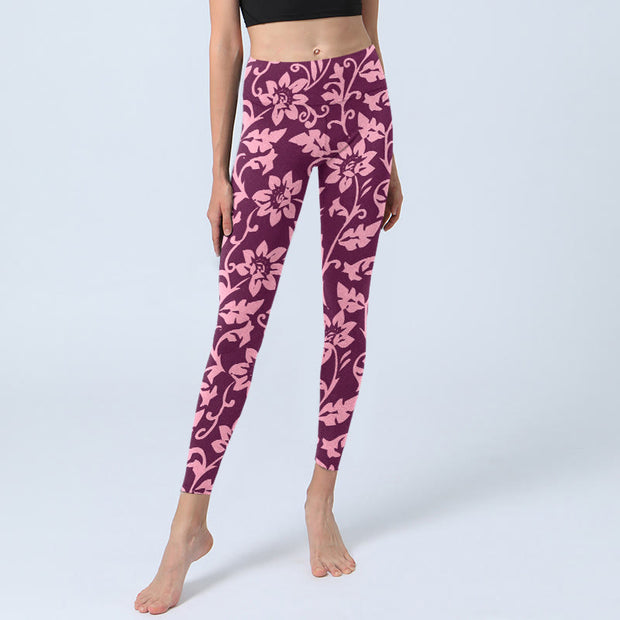 Buddha Stones Pink Sunflowers Print Gym Leggings Women's Yoga Pants - image 6
