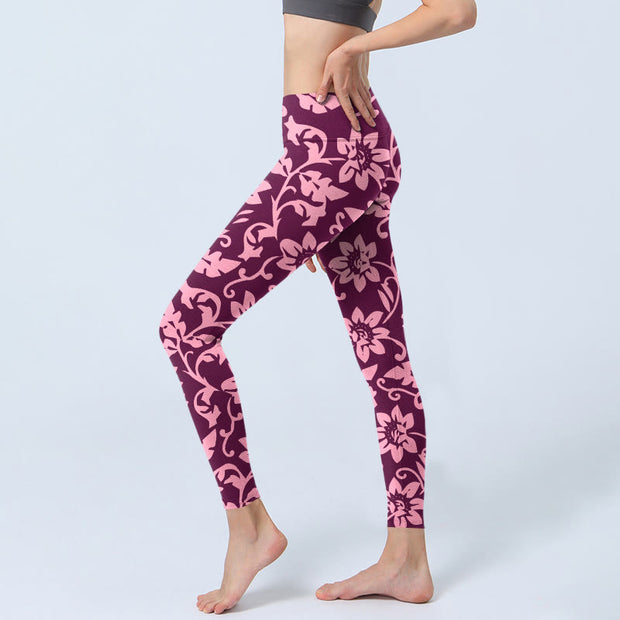Buddha Stones Pink Sunflowers Print Gym Leggings Women's Yoga Pants - image 3