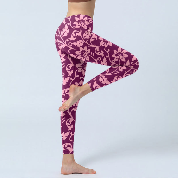 Buddha Stones Pink Sunflowers Print Gym Leggings Women's Yoga Pants - image 4