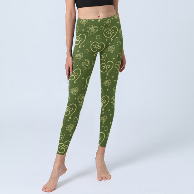 Buddha Stones Love Heart OM Symbol Print Gym Leggings Women's Yoga Pants - image 6