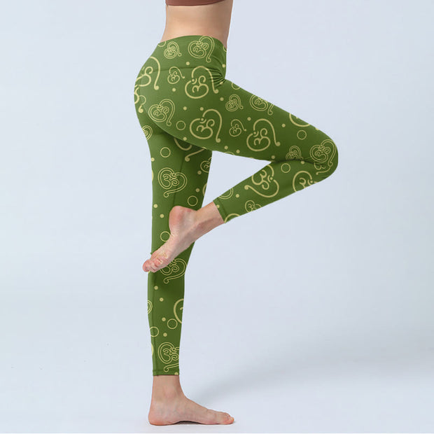 Buddha Stones Love Heart OM Symbol Print Gym Leggings Women's Yoga Pants - image 4