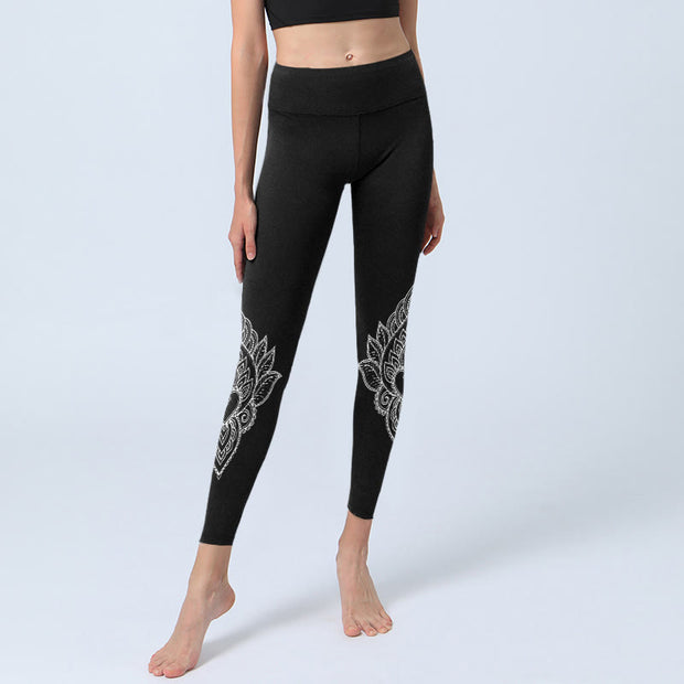 Buddha Stones Heart-shaped Petals Flowers Print Gym Leggings Women's Yoga Pants - image 6