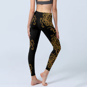 Buddha Stones Golden Mandala Flowers Print Gym Leggings Women's Yoga Pants - image 5